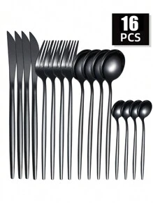 4/16/24/32 件葡萄牙不锈钢餐具套装，牛排刀叉勺，适用于家庭、餐厅、派对、节日礼物圣诞礼物