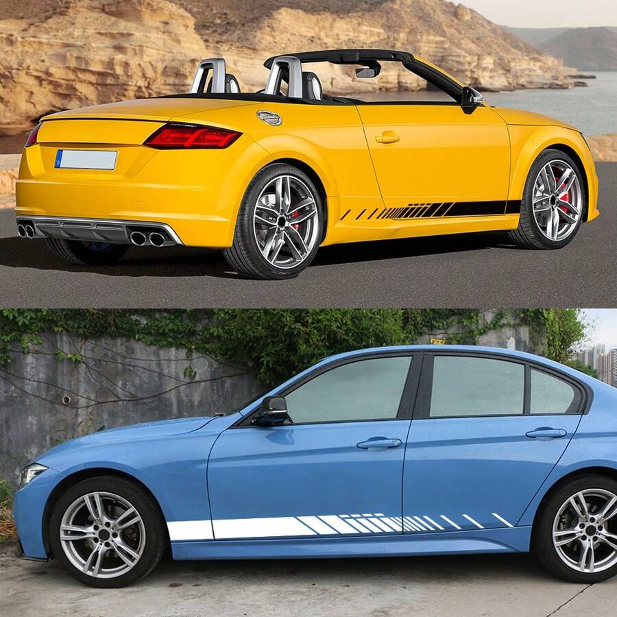 Car Side Door Sticker Stripes Exterior Vinyl Film Decor Decals Trims Auto Tuning Accessories For Audi TT 8N MK1 MK2 8J Coupe MK3 8S Roadster TFSI