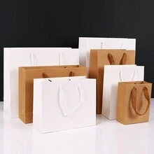 Bolsas de papel kraft con asas, bolsas de embalaje de regalo, bolsas de papel para tarjetas, Navidad