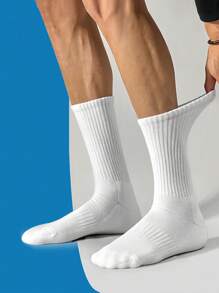 5 Pairs Of Black And White Thick Men's And Women's Winter Socks, Fashionable, Casual, Comfortable, Breathable, Odor Proof, Outdoor Sports, Running, Fitness, Compression Knee Socks, Black And White High Tube Socks For Business And Leisure Vacations