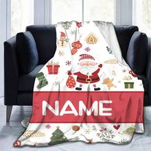 بطانية فلانيل مخصصة بشكل شجرة عيد الميلاد مع صورة الأيل والسانتا، بطانية أريكة مخصصة باسمك، بطانية دافئة ومريحة لتخليد اللحظات، هدية للزملاء والأصدقاء والأزواج والأم والأب، تستخدم للنوم والتخييم والسفر - متعدد الألوان - مشاهدة 3