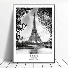 1 minimalistisches Schwarz-Weiß Reiseposter mit Sehenswürdigkeiten aus Paris, London und Rom, Wandbild-Muster, Wohndekoration Geschenk, rahmenlos auf reiner Leinwand - Verschiedenfarbig - Übersicht 38