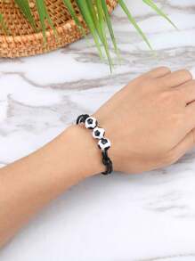 10/15/20条装足球主题手链，运动派对礼品腕带，可调节足球串珠手链，男女皆宜，生日、毕业、派对、节日礼物、足球队礼物、万圣节、圣诞节、感恩节、丰收节、秋季装饰、礼品 - 彩色 - 查看 6