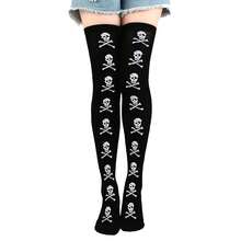 Adult 7/8 Long Stockings Halloween Costume Party Cosplay: Pirate Skull Model Color: Black; Size: One Size - Đen và trắng - Xem 2
