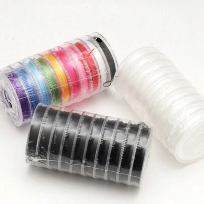 10 卷 100 米彩色弹力串珠线 黑色白色红色粉色蓝色绿色黄色紫色多色水晶串绳适用于 DIY 珠宝制作配件