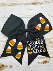 Halloween Corn Candy Hair Bows For Women Girls Grosgrain Ribbon Bow Hair Clips Women Hair Accessories Pumpkin Hair Bows Hair Bows Halloween Party Christmas - Multicolor - View 1