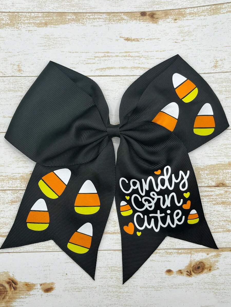 Halloween Corn Candy Hair Bows For Women Girls Grosgrain Ribbon Bow Hair Clips Women Hair Accessories Pumpkin Hair Bows Hair Bows Halloween Party Christmas - Multicolor - View 1