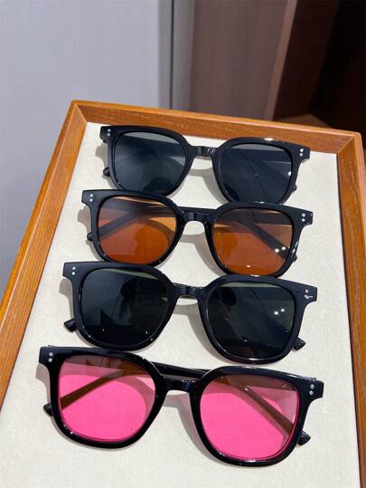 4 Stück quadratische modische Brillen für Frauen, für den Außenbereich/Lässig