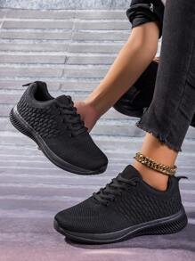 Zapatillas deportivas ligeras y transpirables de malla de punto con cordones, de ajuste amplio para mujer, 2024. Zapatos deportivos para correr, caminar, atletismo y campamento, unisex