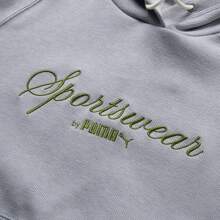 Puma CLASSICS+ Women's Relaxed Cropped Hoodie Sweatshirt, Long Sleeve Pullover Top - 626044-63