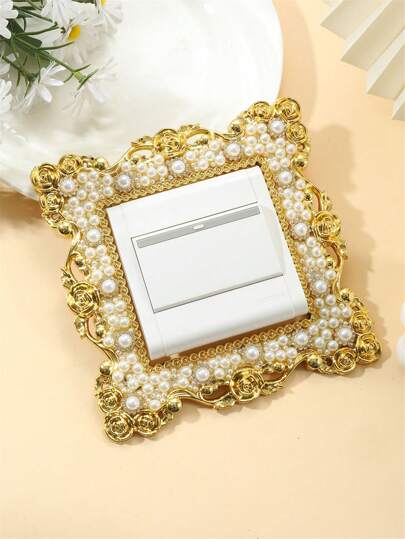 1pc Piece Of ABS Faux Faux Pearl Switch Sticker, Imitation Dirt And Dust Switch Protective Cover, Wall Decoration, Halloween Decoration, Classroom Decoration,Stickers,Wall Decal, Vinyl Decal For Home Decorations,Spring Decoration Items Refresh Your Home,Rama Decoration Stickers