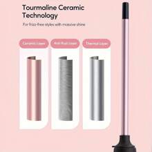 1 pieza Rizador de pelo fino de 3/8", rizador cerámico adecuado para cabello corto y largo, temperatura ajustable, apagado automático, 9mm color oro rosa, regalo de vacaciones barberia - Tipo de Enchufe A USA (110-127V) - Ver 8