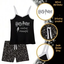 Harry Potter Short Pyjama Set 2 Piece Breathable Nightwear Loungewear - Black - View 3