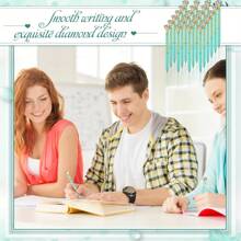 60 支水钻点缀绿色鼠尾草新娘送礼会笔，散装水晶闪亮圆珠笔，适合客人、女性、女孩、学校、办公室、派对返校的精美婚礼礼物 - 金色 - 查看 6