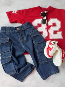 CALÇA JEANS INFANTIL MENINO CARGO STREET BAGGY