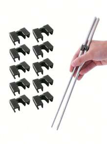 1/3/5/10PCS Beginner Plastic Chopstick Holder, Solid Color Reusable Chopstick Helper, Beginner Training Aid Tool, Suitable For All Ages, Reusable Kitchen Accessories, Help You Master The Use Of Chopsticks, Food Service Tools And Utensils.Christmas Gift - Black - View 6