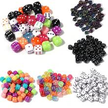 50pcs/Pack Acrylic Square Dice Beads, 8mm Cute Necklace Bracelet Phone Charm DIY Craft Accessories