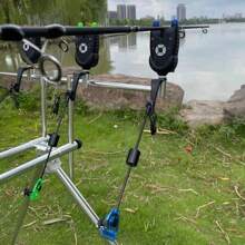 Aluminum Alloy Fishing Rod Tripod, Foldable Carp Fishing Bivvy Pole Rest, Includes 1 Tripod, 10 U/V Rest Heads, 1 Case