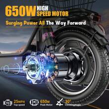 Electric Scooter For Adults - 20mph Speed, 500W Peak Power 30Miles Long Range, Comfortable Seat, Dual Disc Brakes, And Portable Design For Commuter, Travel, And Urban Cruising - Black - View 4