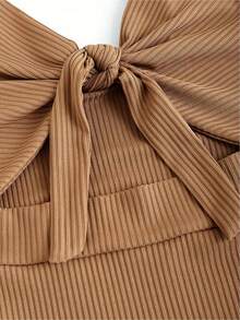 Vestido De Tirantes Con Abertura De Muslo Con Abertura,Vestido halter de mujer,Vestido De Mujer De Tirantes Con Espaguetis Y Abertura Alta En Un Solo Color,Vestidos De Dama,Vestidos Casuales - Caqui - Ver 6