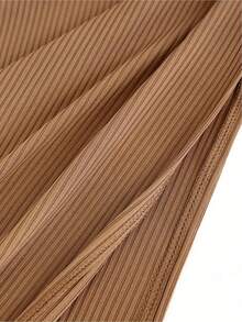 Vestido De Tirantes Con Abertura De Muslo Con Abertura,Vestido halter de mujer,Vestido De Mujer De Tirantes Con Espaguetis Y Abertura Alta En Un Solo Color,Vestidos De Dama,Vestidos Casuales - Caqui - Ver 7