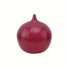 1 pieza Recipiente de almacenamiento de alimentos sellado con forma de cebolla morada, contenedor de cebolla de plástico resistente, caja de almacenamiento de alimentos reutilizable para guardar cebollas, organización y almacenamiento de cocina, accesorios de cocina - Multicolor - Ver 3
