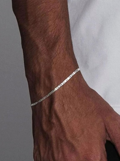 Pulseira Masculina Prata Fina 1.2mm Piastrine Banhada Prata 925