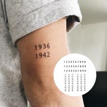1 Kit Revolutionary Technology Tattoos, Semi-Permanent Tattoos, DIY Numbers, Year, Date Temporary Tattoos, Fake Tattoos, Water-Resistant, Authentic Tattoo Look, Plant-Based, Tattoo, X063