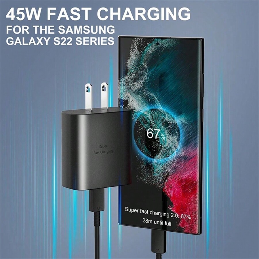 5A 45W USB C PD Super Fast US Charger Compatible With Samsung S20 S21