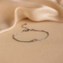 1 pieza De pulsera simple y elegante de nudo de acero inoxidable para parejas con baño de oro para una duración prolongada del color - Dorado - Ver 8