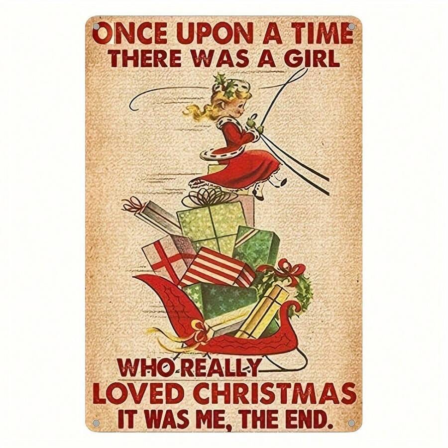 1 件复古风格乡村圣诞金属锡标牌，8x12 英寸乡村节日墙壁装饰，防风雨户外/室内艺术品，预钻孔用于节日家居装饰 - 彩色 - 查看 1