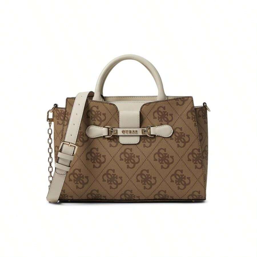Guess NOLANA GIRLFRIEND SATCHEL - Handtas - beige/wit
