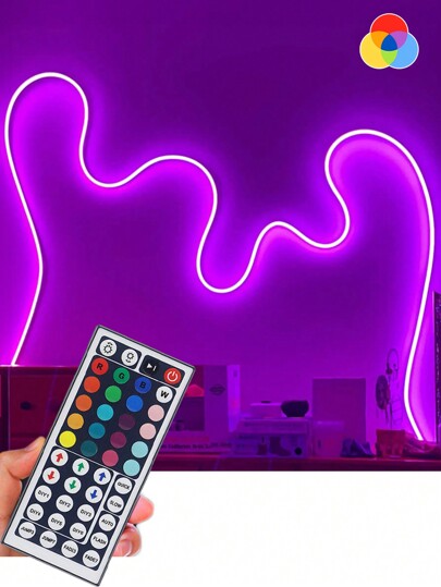 Acosh Neon LED Neon Strip Light RGB Multi-Color Changing With Remote Control - USB Powered For Christmas Decor, Flex Silicone Neon LED Light Living Room, Bedroom Lighting And Wall DIY Shape