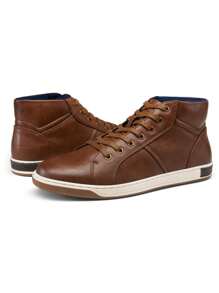 SHOESMALL Men's Casual Shoes Lightweight Boots Shoes High Top Fashion Sneakers Black Dress Sneakers Chukka Boots - A81Q10A-深棕色 - 查看 8