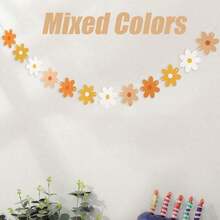 1/2Pcs Daisy Boho Banner Party Decorations, Groovy Party Favors White Daisy Decor Spring Flower Garland Daisy Paper Cutouts For Indoor Outdoor Girls Shower Birthday Party Supplies - Multicolor - View 12
