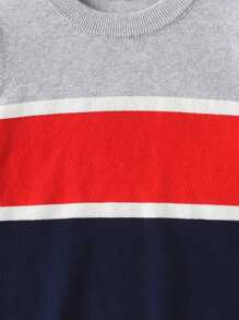 Young Boy School Style Striped Pullover Sweater, Suitable For Spring, Autumn And Winter - Grey - View 4