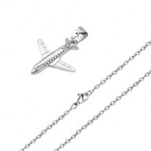 Airplane Chain Necklace Travel Unisex Silver Silver Punk Male Female - 45公分 - 查看 4