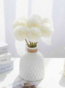 White Sturdy Plastic Vase & Artificial Flower Set, Suitable For Dining Room, Living Room, Balcony, Cafe, Bedroom, Study Decor, Party Decor, Valentine's Day Gift Gifts Birthday Graduation