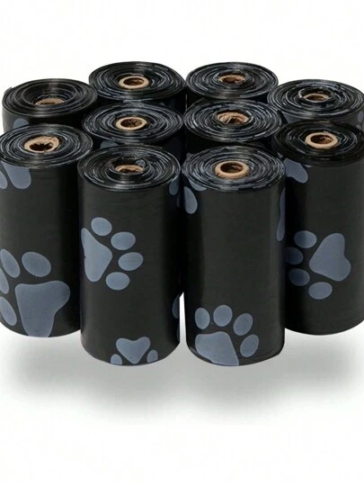 1/3/5/10 Rolls Pet Waste Bags, 10 Rolls (15 Bags Per Roll), Solid Color & Printed Pet Trash Bags, Cleaning Garbage Bags, Dog Walking Portable Waste Bags
