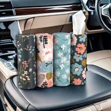 1pc Car Flower Tissue Cylinder Car Seat Round Tissue Box Exquisite And Compact Car Tissue Holder Easy To Use