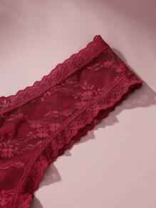 4 件装女士性感镂空小花丁字裤带蕾丝交叉带，性感丁字裤内衣，内衣 - 彩色 - 查看 4