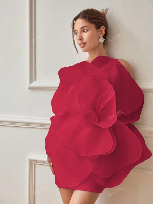 Vestido formal de rosas voluminoso para mujer, vestido de noche vanguardista para el verano, vestido de graduación y fiesta elegante semi formal, para cumpleaños, invitado de boda, graduación y fiesta