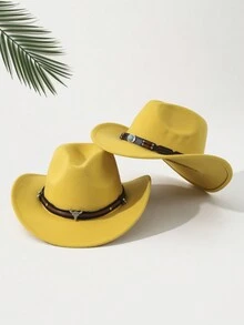 2 件男女通用刺绣牛头装饰波西米亚风牛仔/女牛仔软毡软呢帽，适合户外、休闲、4 季 - 多色 - 查看 22