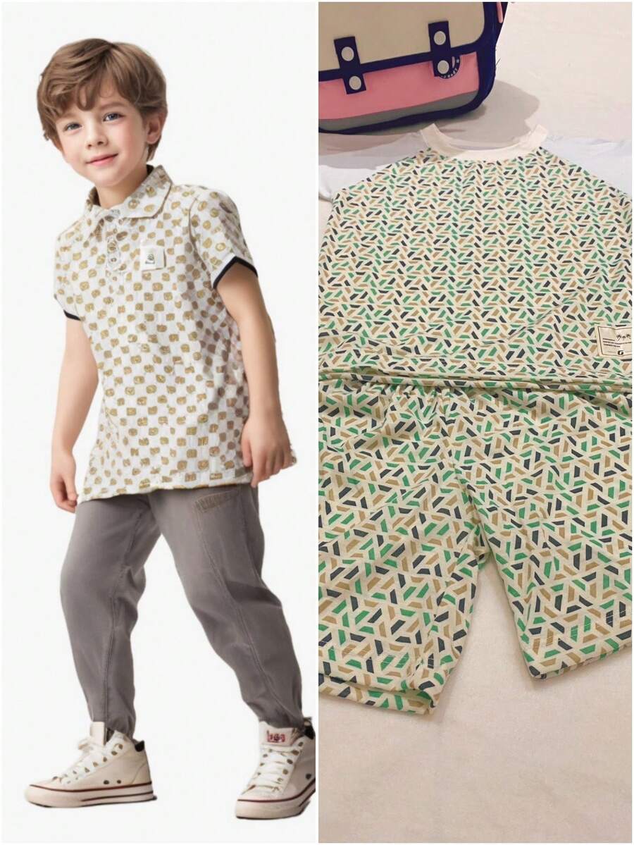 3 Piece Kit: One Shirt, One Shorts, One Basic Boys' POLO Shirt, Printed For Children. Polyester And Viscose Mesh That Provides Softness, Comfort And The Best Fit. Sizes 6 To 12. We Send Different Colors And Prints According To Stock Availability. Polyester And Viscose Mesh That Provides Softness, Comfort And The Best Fit. We Send Different Colors And Prints According To Stock Availability. - trắng - Xem 1