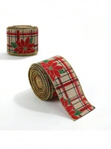 1 Rolle 6,3cm breit x 2m lang Weihnachts Webband, imitiertes Leinengewebe Band, Dekorations Schleife, Accessoire für Weihnachts Haarband, Weihnachten - Weihnachtsband - Übersicht 18