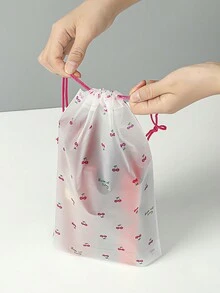 旅行收纳袋带安全抽绳封口防水塑料袋，用于衣服鞋子洗漱用品旅行装化妆包防尘鞋袋家用可重复使用收纳袋防水沙滩包男女旅行必备品返校 - 無色 - 查看 3