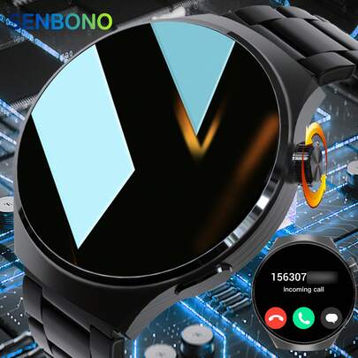  Reloj inteligente para hombres SENBONO con llamada inalámbrica, pantalla táctil HD completa, seguimiento de actividad física, monitoreo del sueño, contador de pasos, consumo de calorías, recordatorio de llamadas, smartwatch deportivo de moda compatible con Android e iOS