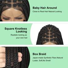 Full Lace Front Box Braided Wigs For Women 24 Inches Knotless Cornrow Braids Lace Frontal Wig Synthetic Braided Wig Daily Used - Black - View 3