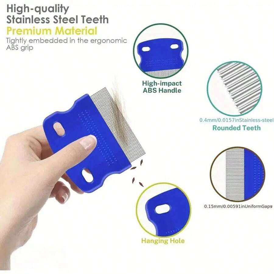 4 Packs Stainless Steel Flea And Tick Combs Round Teeth, DoubleSided