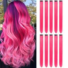 Clip In Hair Extensions 22 Inch 20Pcs/10Pcs Colored Hair Extensions Party Highlights Long Straight Synthetic Hairpieces For Women